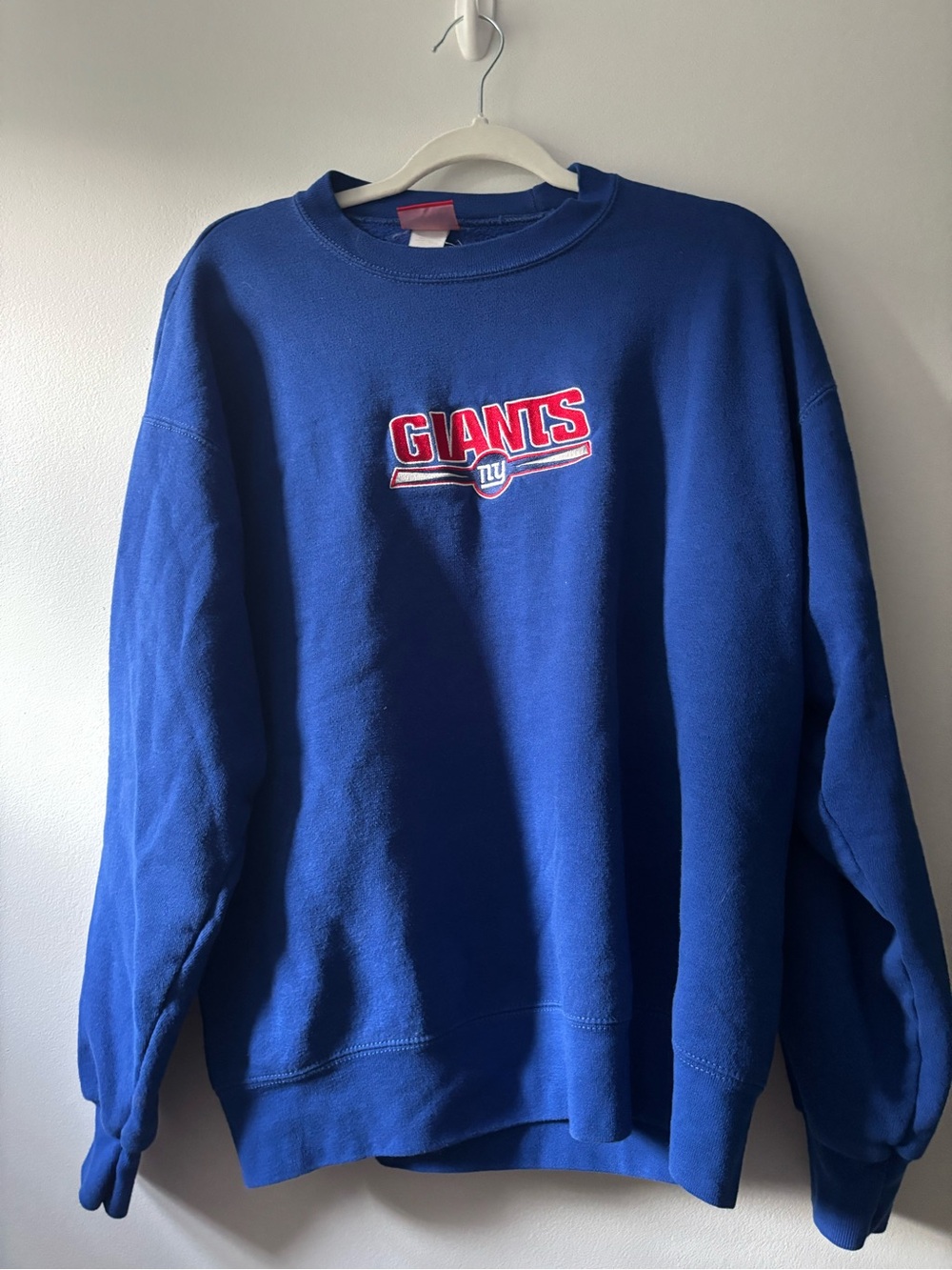 NFL Royal Blue Giants Crewneck Pullover with Red Logo
